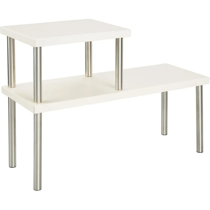 mDesign Küchenregal Geschirrablage Organizer 2 Etagen Metall Beige / Silber Matt – Bild 6