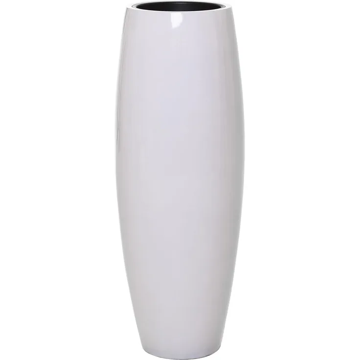 VIVANNO Bodenvase Exklusiver Pflanzkübel Fiberglas "Magnum" Weiß Hochglanz 29x100 cm