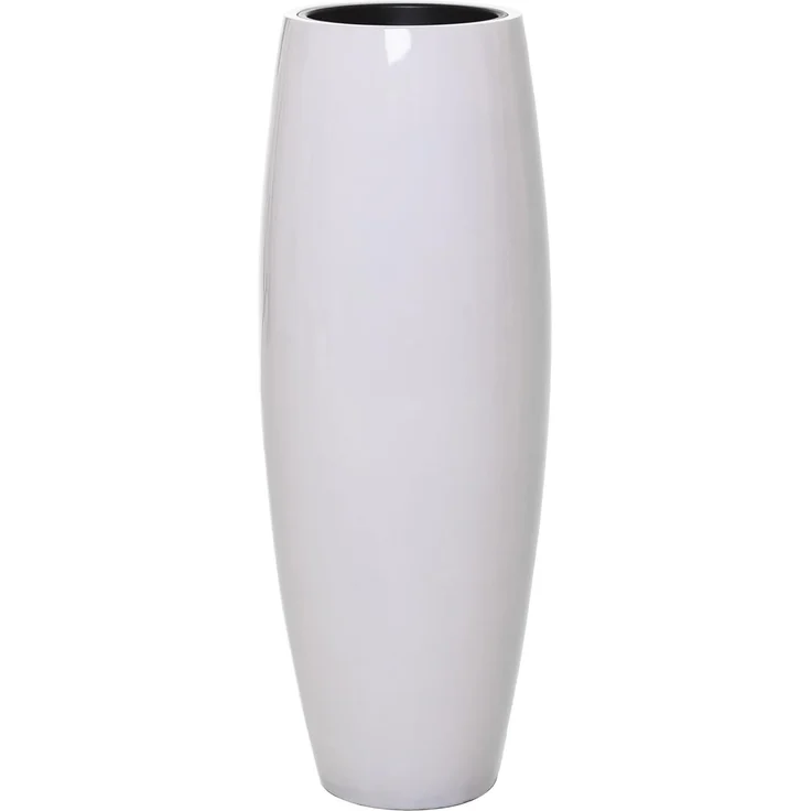 VIVANNO Bodenvase Exklusiver Pflanzkübel Fiberglas "Magnum" Weiß Hochglanz 29x100 cm