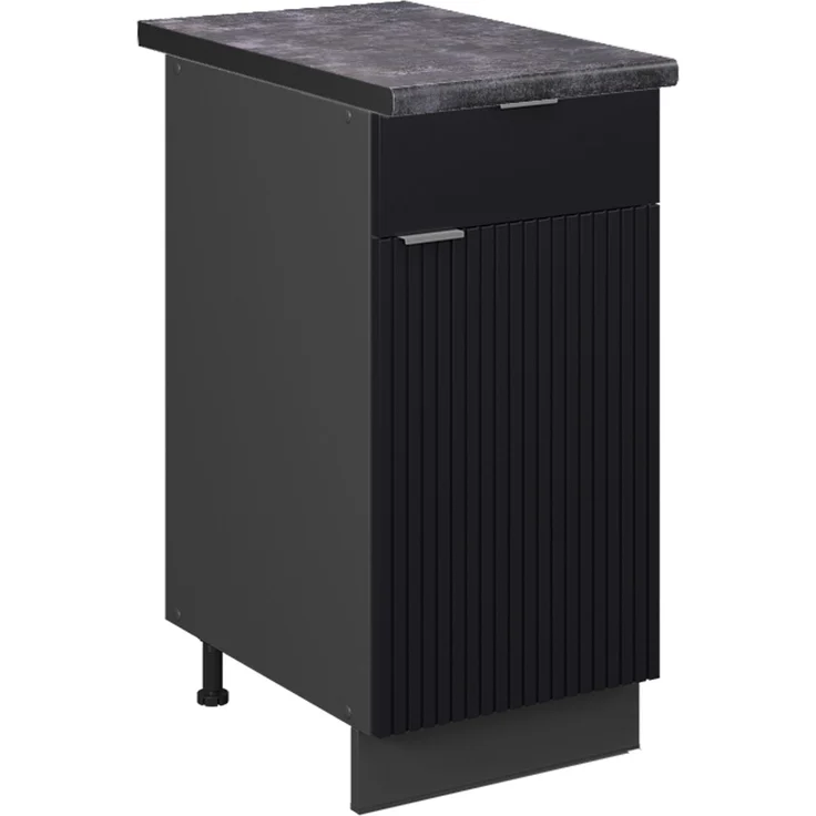 Küchenunterschrank Fame-Line Schwarz gestreift 40 cm , AP Anthrazit Vicco – Bild 1