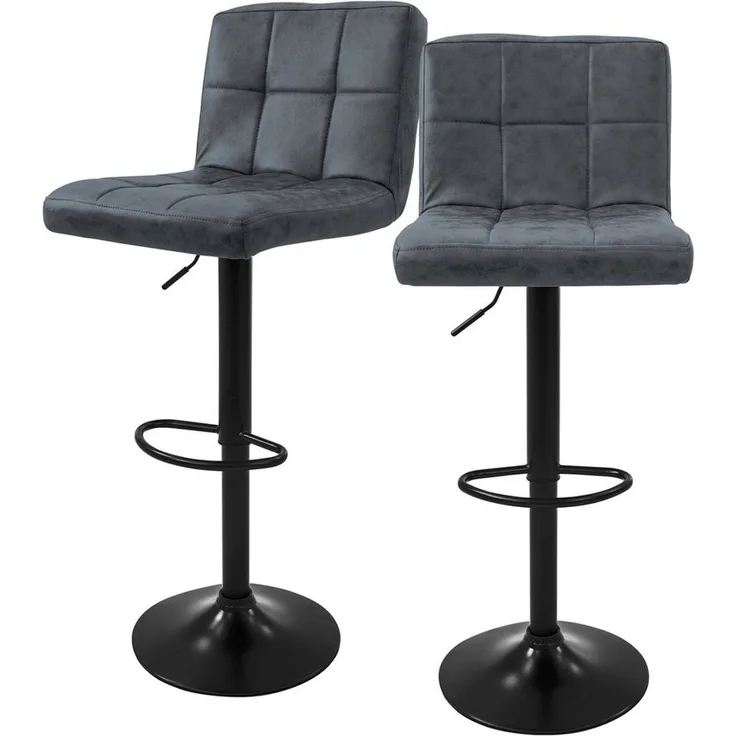 ML-DESIGN Barhocker Gepolsterter Barstuhl mit Rückenlehne und Fußstütze, 360° drehbar (2 St), Drestuhl höhenverstellbar 63-83 cm, Anthrazit, Bezug aus Kunstleder