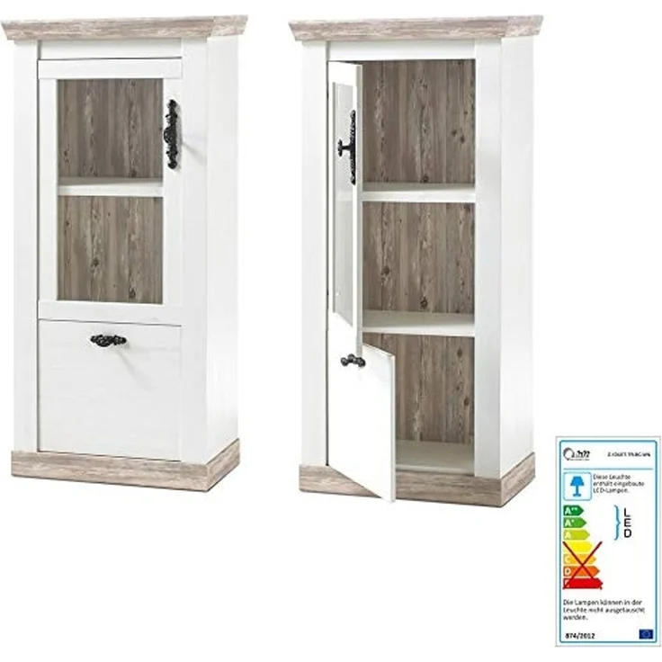 Lomadox Wohnwand FERNA-61, (2-St), Pinie dunkel Nb. und Pinie weiß Nb. inkl. LED 352 x 170 x 44 cm – Bild 3