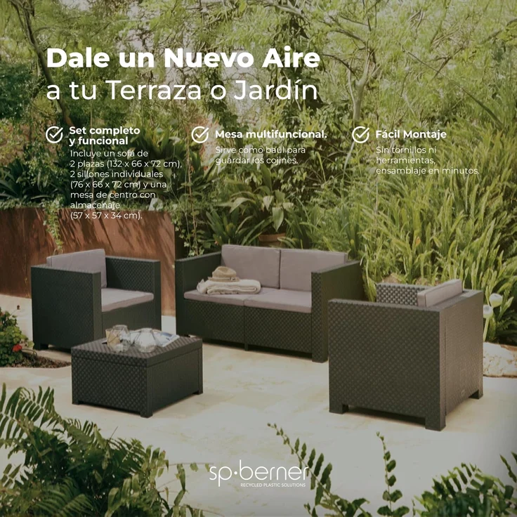 Shaf - Diva | Lounge Gartenmöbel Set 4 Personen | Balkonmöbel Set für Terrasse oder Garten - Graphit – Bild 9