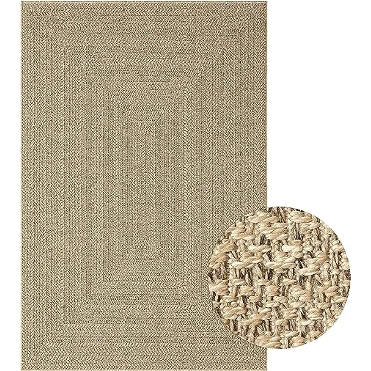 Mia's Teppiche Kinsley robuster In- und Outdoor Teppich im natürlichen Jute-Look, wetterfest, geeignet für Terrasse und Garten – Bild 2