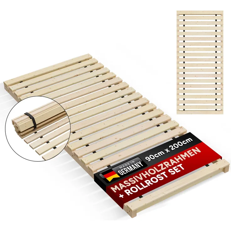 Lattenrost Rollrost inkl. Rahmen " Latten - Poldi " Breite 90 cm Länge 200 cm
