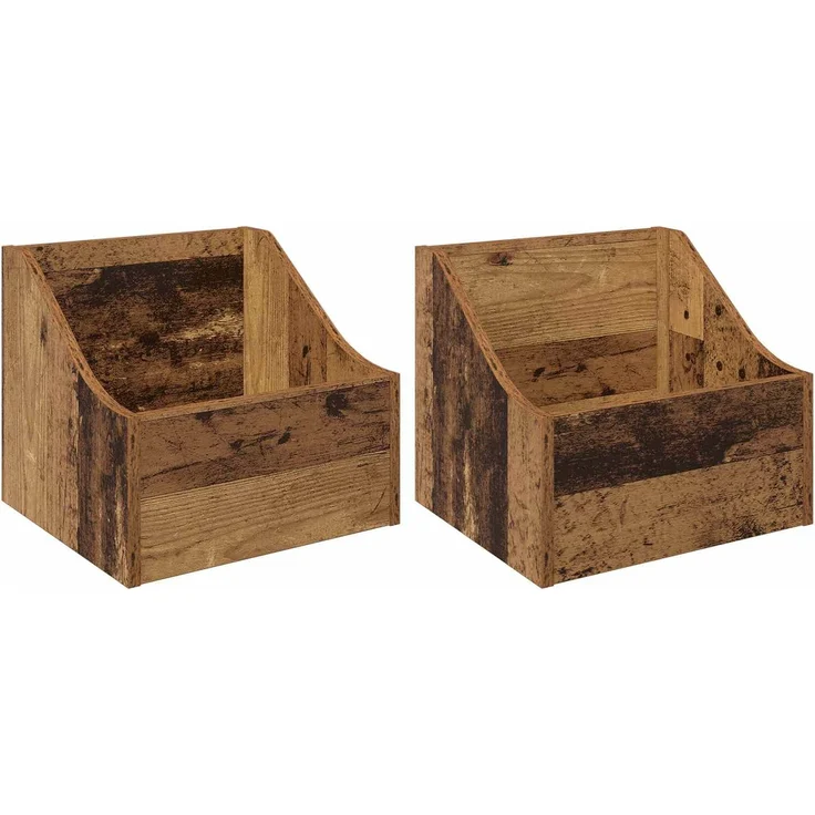vidaXL LP Plattenbox 2 stk. Altholz 37 x 33 x 32 cm Holzwerkstoff 8012775 – Bild 2