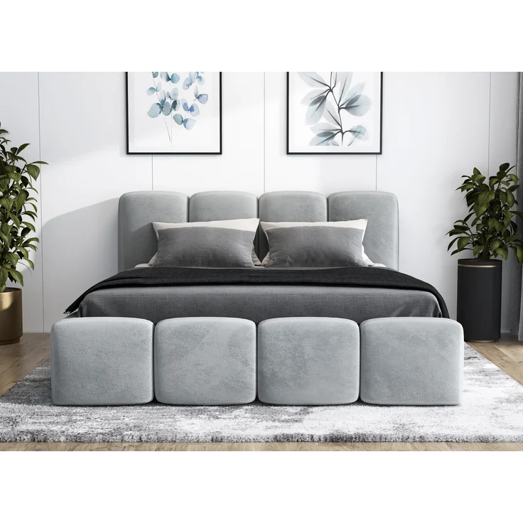 Polsterbett DONA 160x200 mit Matratze, Bettkasten und Lattenrost. Farbe: Silber 15 – Bild 1