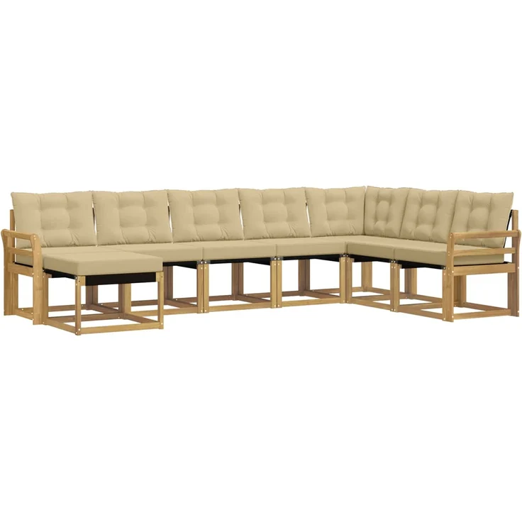 vidaXL Outdoor-Sofagarnitur 8 stk. Weiß und Beige 3389767 – Bild 2