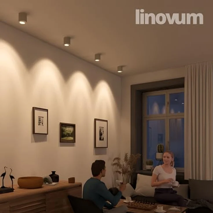 linovum LED Aufbaustrahler 4 x runde Aufbauleuchten CORI in matt weiss & schwenkbar, Leuchtmittel nicht inklusive – Bild 5
