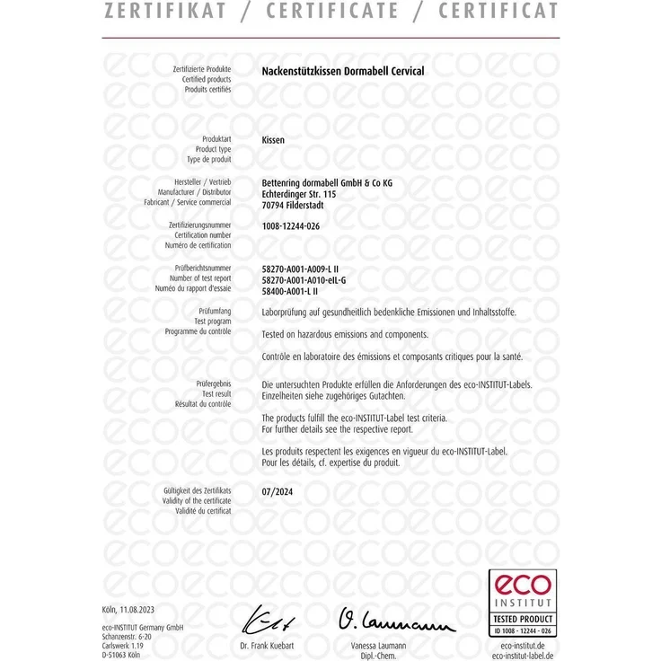 Orthopädisches Dormabell Cervical Nackenstützkissen NB2 Talalay Latex – Bild 5