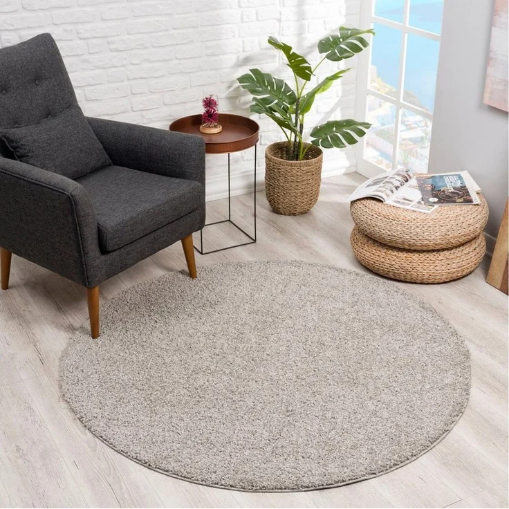 Sanat Hochflor-Teppich LOCA, rund, Höhe: 30 mm, Wohnzimmer, Langflor, Shaggy, Schlafzimmer – Bild 4