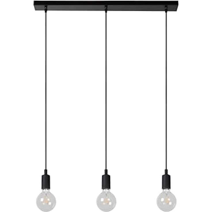 LUCIDE FIX Pendelleuchten, höhenverstellbar, 3xE27, warmweißes Licht (2700K), Schwarz – Bild 2