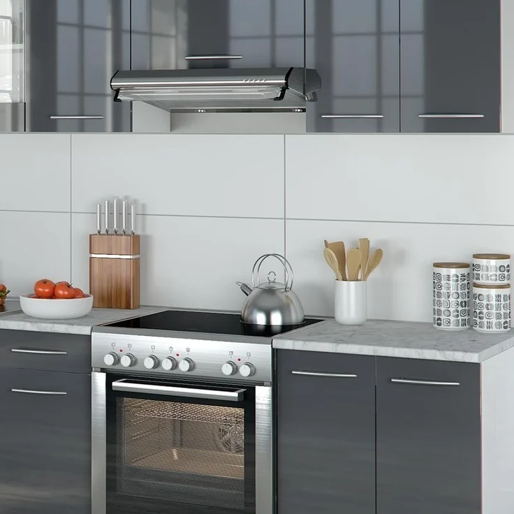 Küchenzeile R-Line Anthrazit Hochglanz/Weiß 240 cm, AP Marmor Vicco – Bild 7