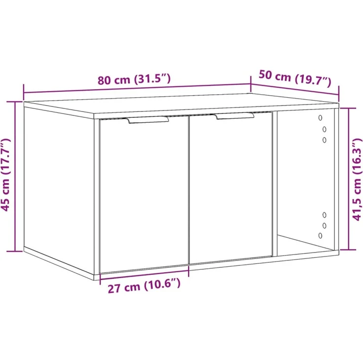 vidaXL Katzenklo Räuchereiche 80x50x45 cm Holzwerkstoff 857737 – Bild 11