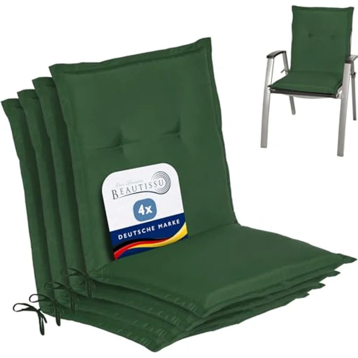 Beautissu 4er Set Niederlehner Auflage Loft NL 100 x 50 x 6 cm dunkelgrün – Bild 2