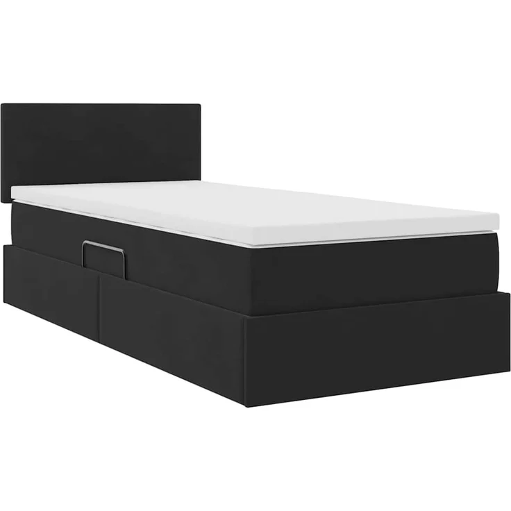 vidaXL Aufbewahrungsbett mit Kopfteil Schwarz 100 x 200 cm Samt 3370679 – Bild 5