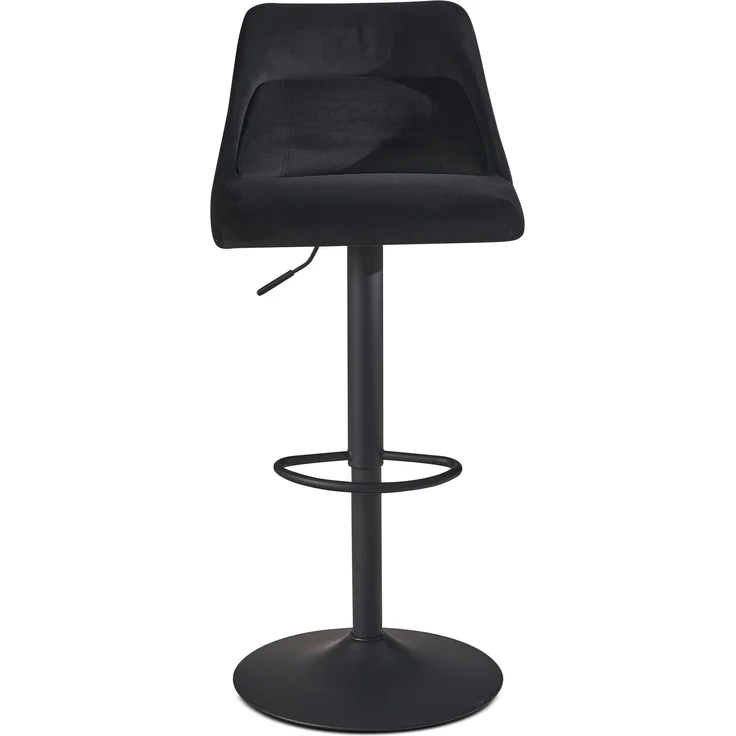 Barhocker Samt Schwarz mit Lehne höhenverstellbar 86-106cm Metallfuß gepolstert – Bild 8