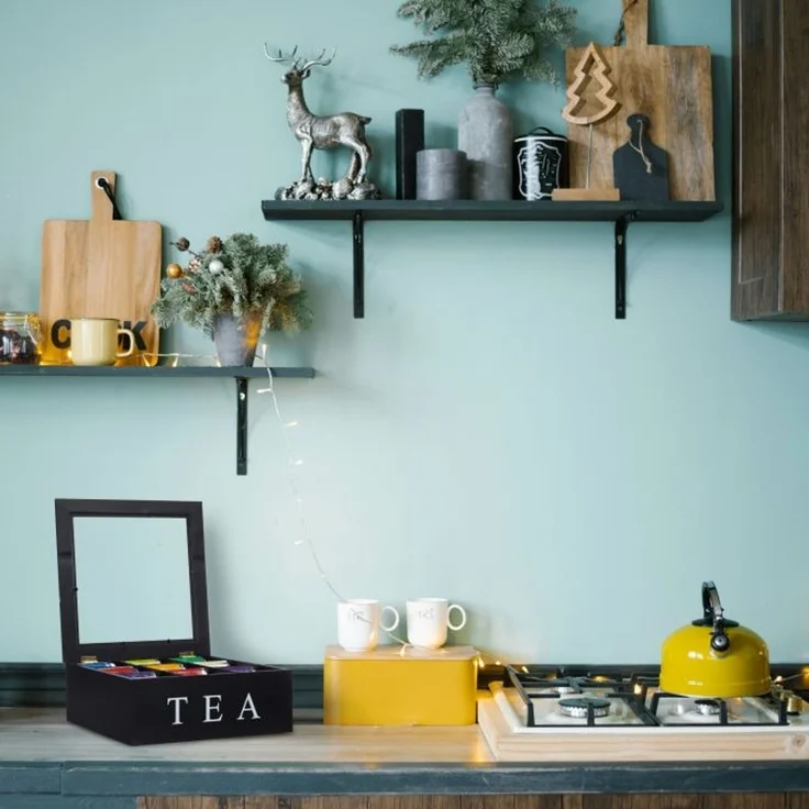 Relaxdays Schwarze Teebox mit 9 Fächern – Bild 6