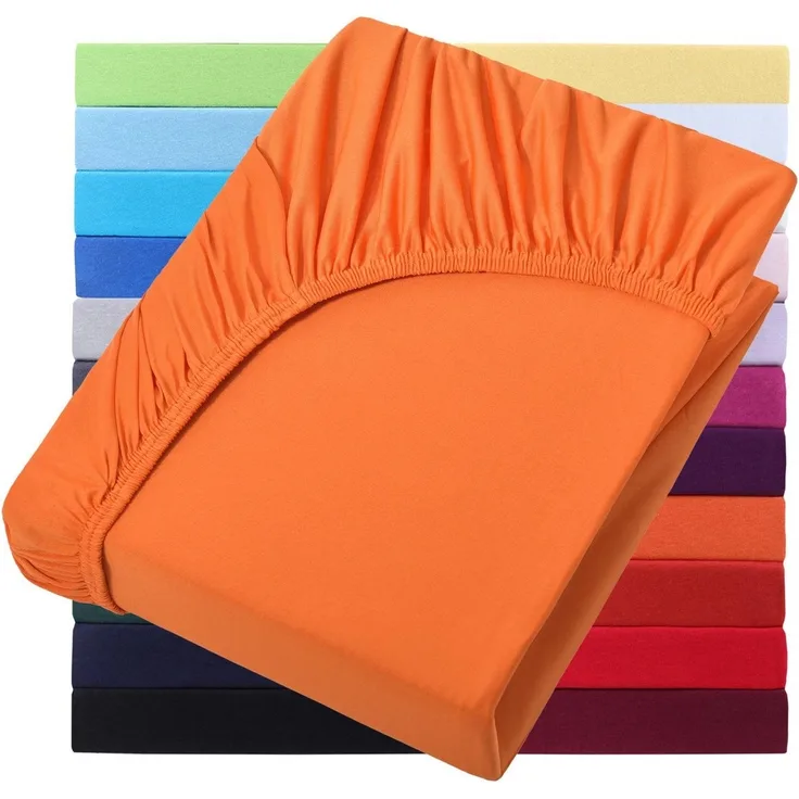 NatureMark Spannbettlaken Jersey Basic Spannbetttuch, 100% Baumwolle, Gummizug: rundum, (1 Stück), in vielen Größen und Farben, bis 40cm Steghöhe, 200x220cm, Terrakotta