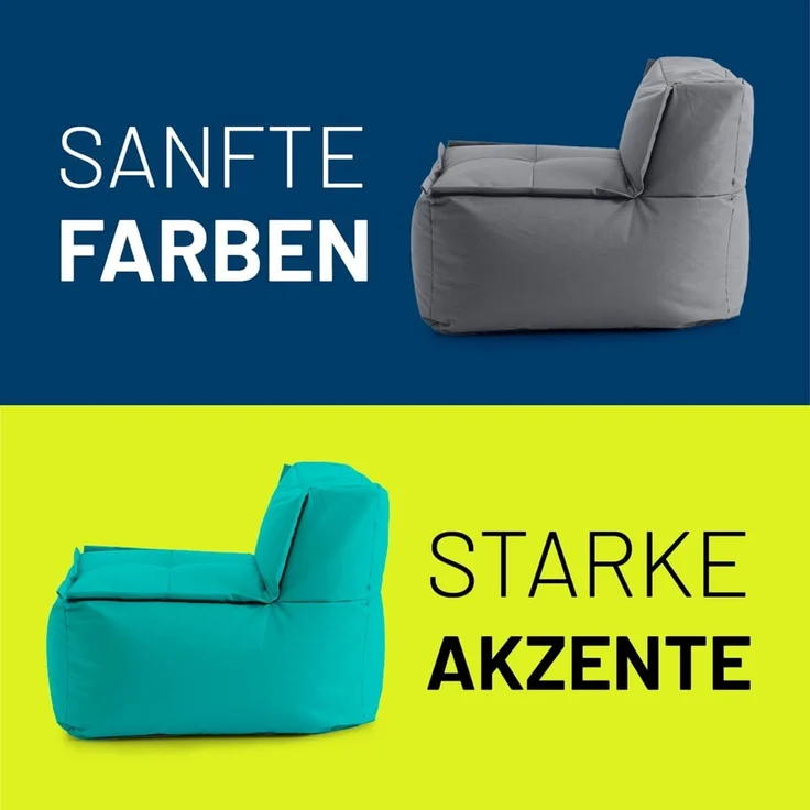 Lumaland Sitzsack-Sofa, Polyester, Mittelteil, Türkis, 70 x 81 x 54 cm – Bild 8