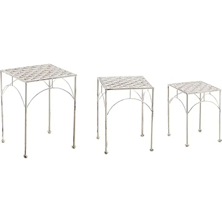 Kobolo Blumenständer Pflanzenständer Dekoständer - 3er Set Antik cream (3 St)