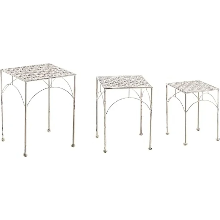 Kobolo Blumenständer Pflanzenständer Dekoständer - 3er Set Antik cream (3 St) – Bild 1