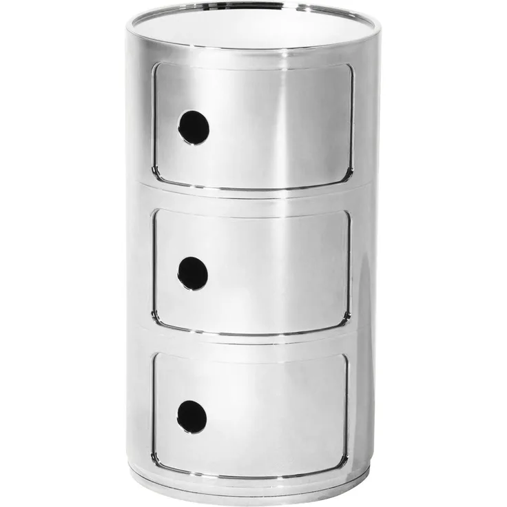 Kartell Componibili, 3 Elements, Verchromt, Runde Basis