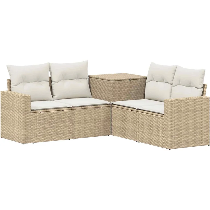 vidaXL Sofa Set 5 stk. Beige und Cremeweiß Polyrattan und Stahl 3447862 – Bild 2