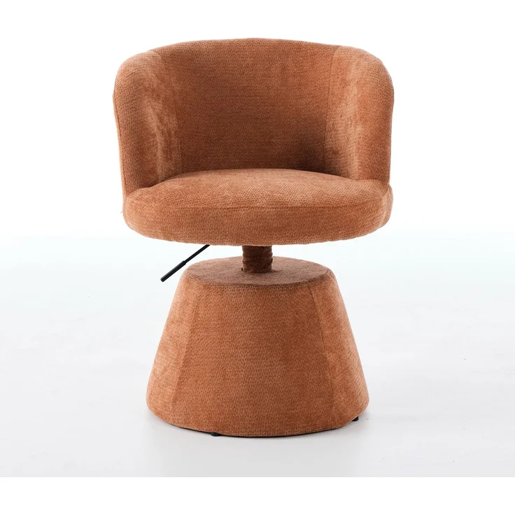 Höhenverstellbarer, um 360° drehbarer Barhocker, moderner, runder Esszimmerstuhl mit Chenille-Bezug, ergonomischer Akzentstuhl für Schlafzimmer, Kücheninsel und Bar, Einzelpackung, Terrakotta & Orange, DE1878OG – Orange – 57,5 ​​x 60 x 92,5 cm – YOUDENOVA – Bild 2