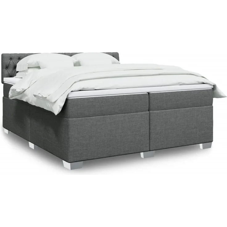 vidaXL Boxspringbett mit Matratze Dunkelgrau 200x200 cm Stoff 3286003 – Bild 1