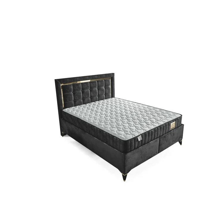 Schlafzimmer-Set "Florimella" – Bett mit Bettkasten, Nachttisch, Mit Matratze-Anthrazit – Bild 3