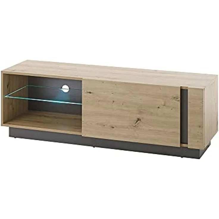 Lomadox Wohnwand CARDIFF-61, (Mega-Spar-Set, 3-St), Artisan Nb. mit Absetzungen in Graphit grau 208/194/40 cm – Bild 5