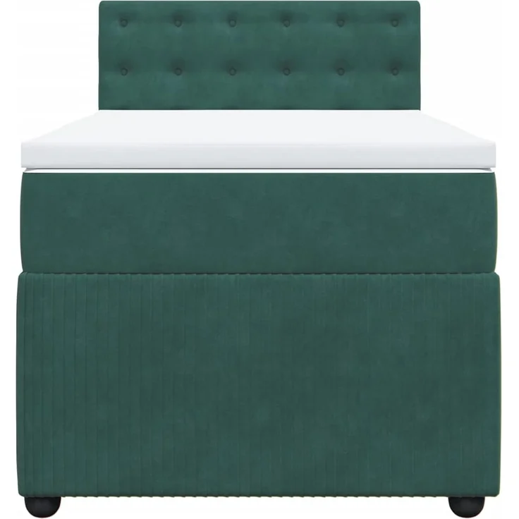 vidaXL Boxspringbett mit Matratze und LED-Beleuchtung, Samt dunkelgrün, 80x200 cm – Bild 6