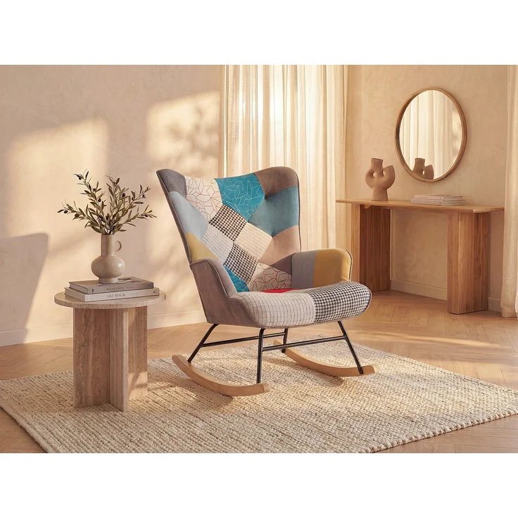 Vente-unique - ELMINA - Schaukelstuhl - Holz, Platte - Holz - Mehrfarbig - 86 x 68 x 91 cm – Bild 2