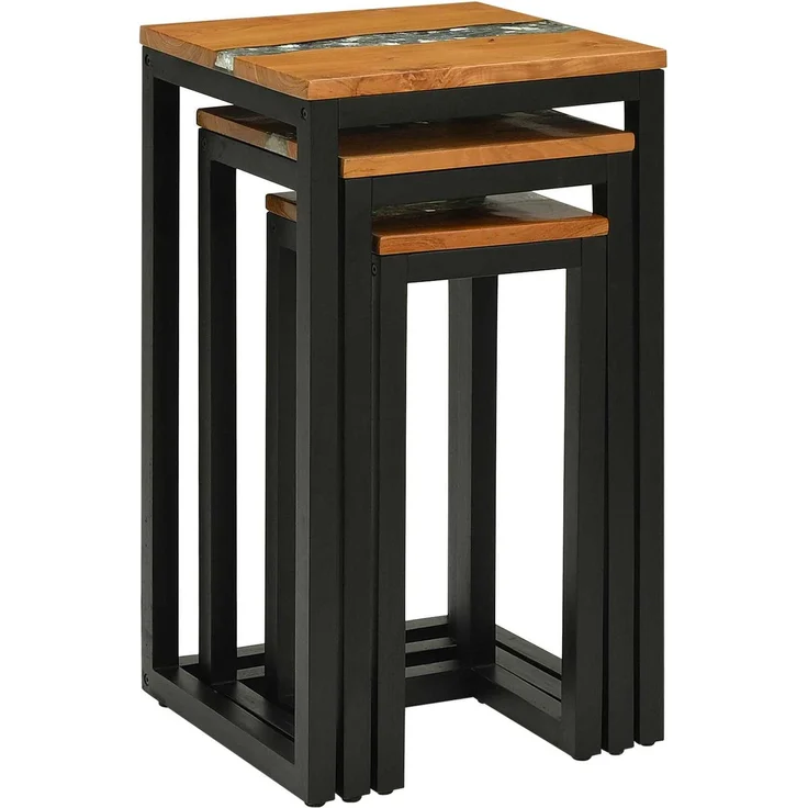vidaXL Nestingtisch WEERT 3 stk. 39 x 39 x 71 cm Massives Teakholz 42015919 – Bild 4