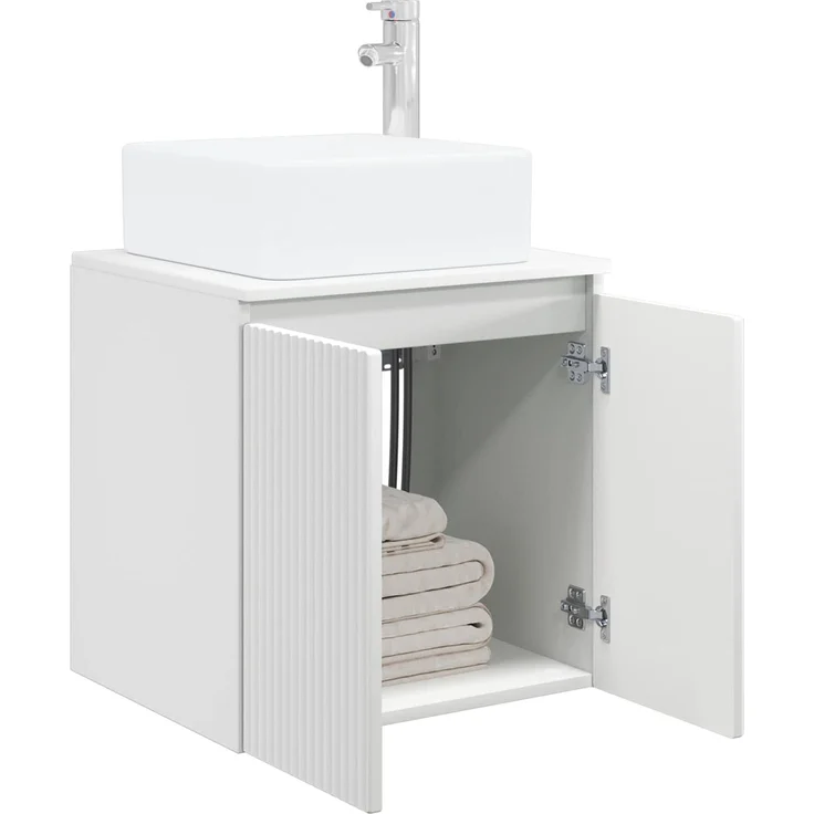 vidaXL Wandmontierter Waschbeckenunterschrank Weiß 49,5 x 41 x 80 cm 890402 – Bild 3