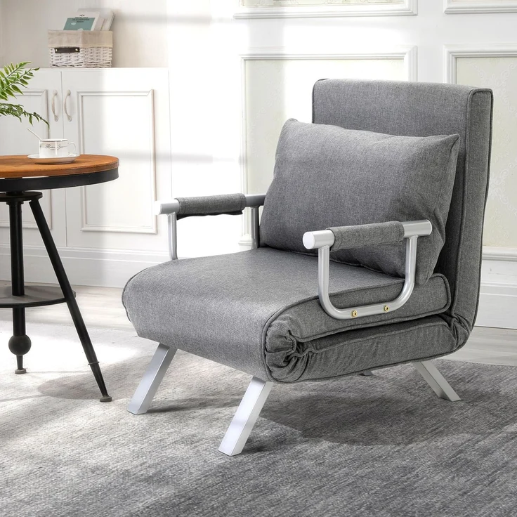 Rayofly-Relax- und Liegesessel mit Bettfunktion, Gästebett, Grau, H 800cm x T 650cm x B 690cm – Bild 4