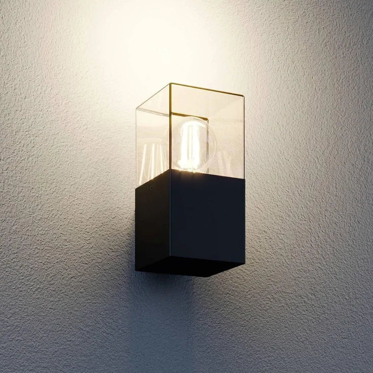 Lucande Außen-Wandleuchte Keke, dimmbar, Leuchtmittel nicht inklusive, Modern, Aluminium, Kunststoff, grafitgrau, 1 flammig, E27 – Bild 2