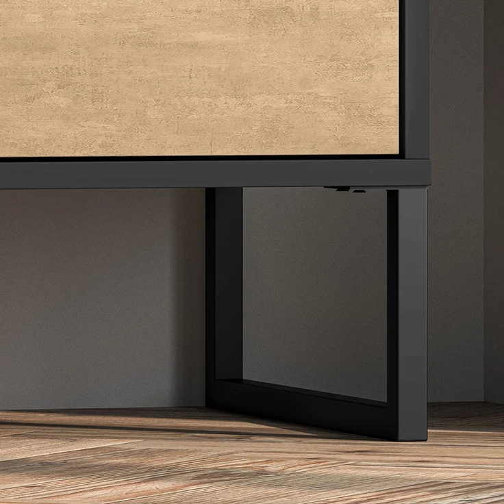 Highboard 80cm breit, schwarz mit Eiche und sandfarben, CASPER-131 – Bild 7