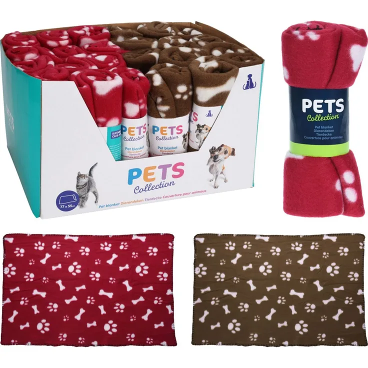 24x Haustierdecke 77x55 cm – weiche Tierdecken für Hund & Katze, Schutz für Sofa, Bett & Auto, Farben sortiert