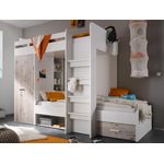 Bega 'Maxi' Funktions-Etagenbett weiß/sandeiche, inkl. Stufen, Kleiderschrank und Bettkasten