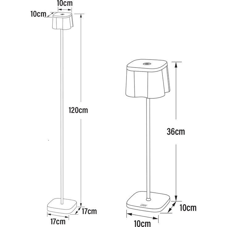 SET Akku Stehlampe 120cm & Tischleuchte 36cm für Outdoor kabellos Rostoptik – Bild 4