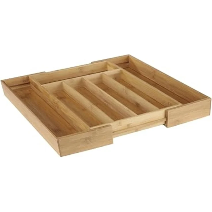 HI ausziehbarer Besteckkasten 31 - 48 x 37 x 5,3 cm aus Bambus-Holz 28578 – Bild 1