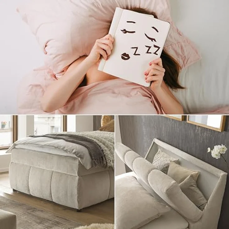 MID.YOU Boxbett Beige, Textil, 120x200 cm, mit Bettkasten und gepolstertem Kopfteil – Bild 7