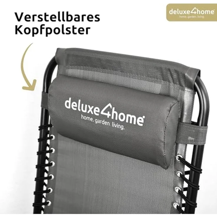 deluxe4home Gartenliege Liegestuhl Set mit Klapptisch I Gartenstuhl Klappbar I Liege Anthrazit, 3-teilig, Flexibles Gewebe – Bild 7