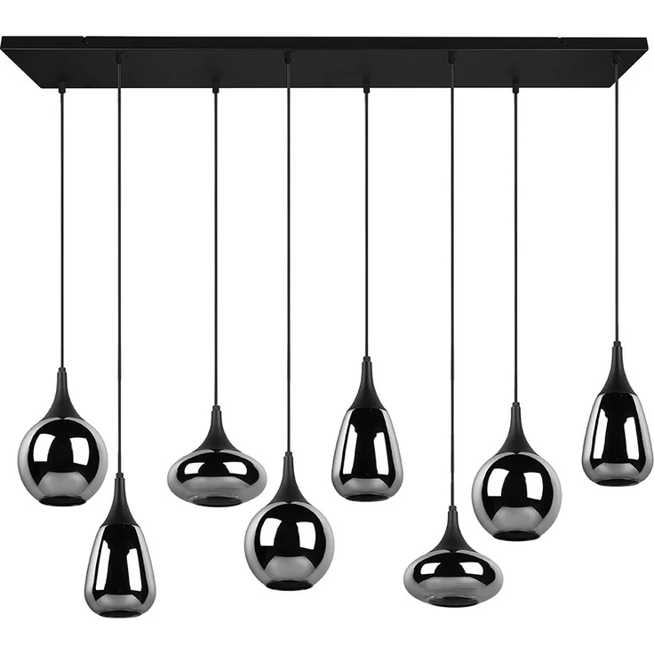 Hängeleuchte, Metall schwarz, Glas chrom bedampft, H 150 cm – Bild 7