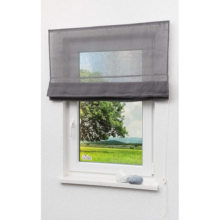 Lysel Outlet Raffrollo grau, transparent mit Schnurzug (B x H) 140cm * 170cm – Bild 5