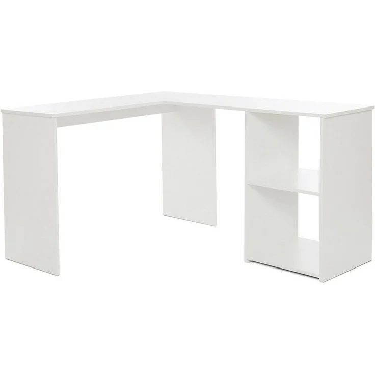 Mondeer Eckschreibtisch L-Computertisch, L-Förmig Schreibtisch mit 2 Ablagen, Weiß – Bild 5