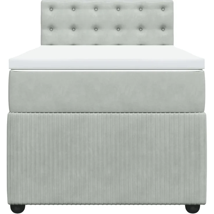 vidaXL Boxspringbett mit Matratze Hellgrau 90x200 cm Samt 3289938 – Bild 6