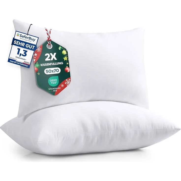 Utopia Bedding 2er Set Kissenfüllung 50x70 cm, Innenkissen Füllkissen Kopfkissen Sofakissen (Weiß)